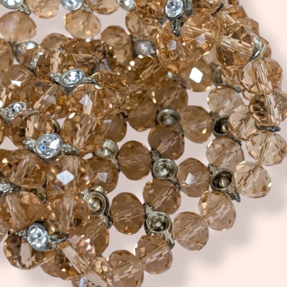 (2/$20) Pink Glass & Rhinestone Stretch Cuff - Picture 4 of 5